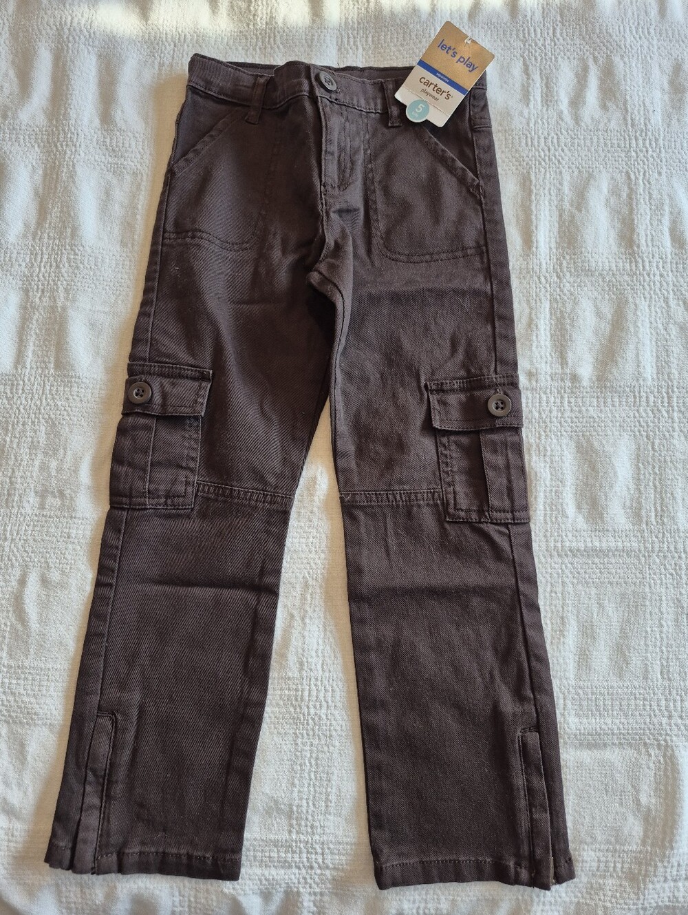 Carter's boys size 5 brown chino pants, adjustable wsist NEW